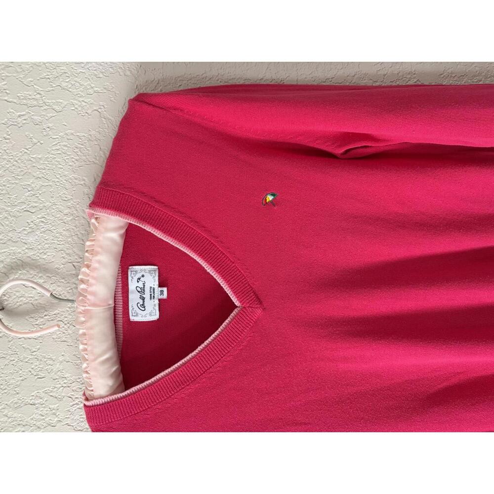 Arnold Palmer V-Neck Preppy Pink Sweater Medium 100% Cotton Japan Market